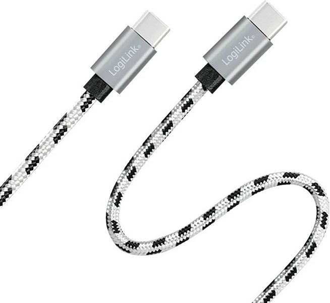 Kabllo USB-C LogiLink USB 2.0, Type-C në Type-C, set 3 copë, e thurur najlon, bardhë/zi