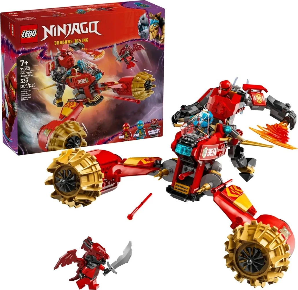 Set LEGO NINJAGO 71830 Kai's Mech Storm Rider, 3 minifigura