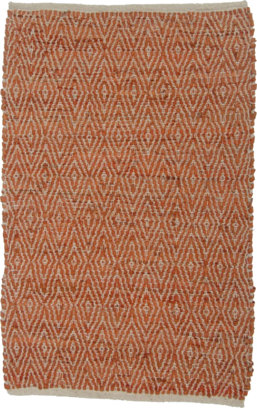 Qilim Rombo, lëkurë, portokalli-bezhë, 60x90cm
