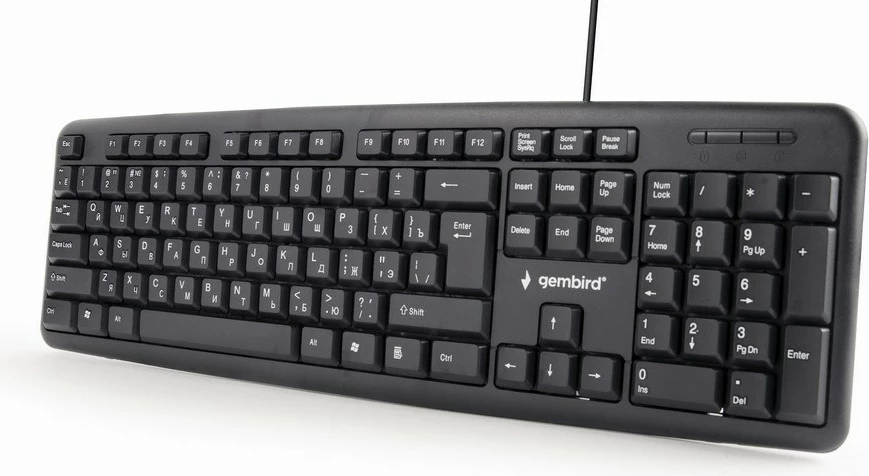 Tastierë Gembird KB-U-103-RU, USB QWERTY, e zezë
