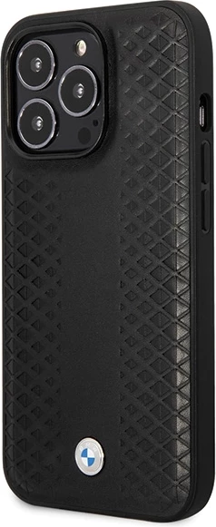 Mbështjellës BMW Leather Diamond Pattern për iPhone 14 Pro 6.1\" hardcase, i zi