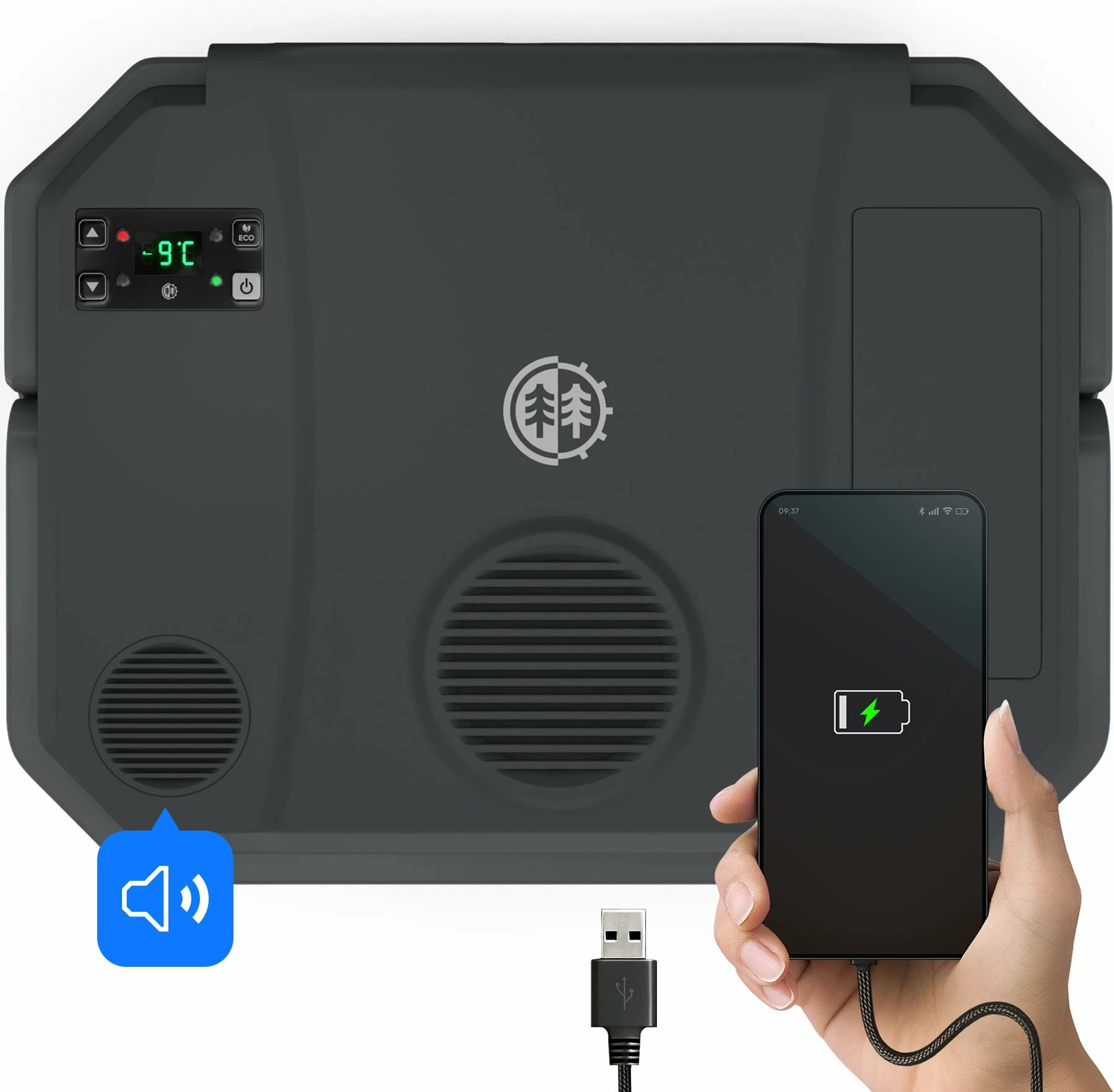 Frigorifer udhëtimi Peme Trip 31.5 L, ftohje/ngrohje, Bluetooth, USB, 12V/230V, i zi