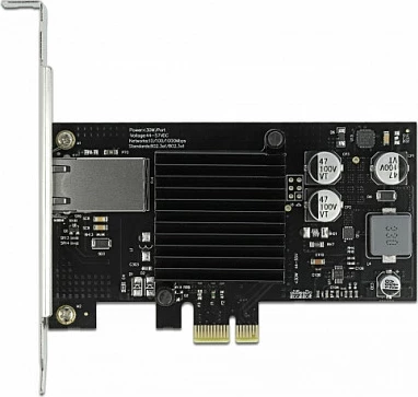 Kartë rrjeti PCIe DeLOCK Intel I210, 1x RJ45 Gigabit, PoE+, low profile, e zezë/metalike