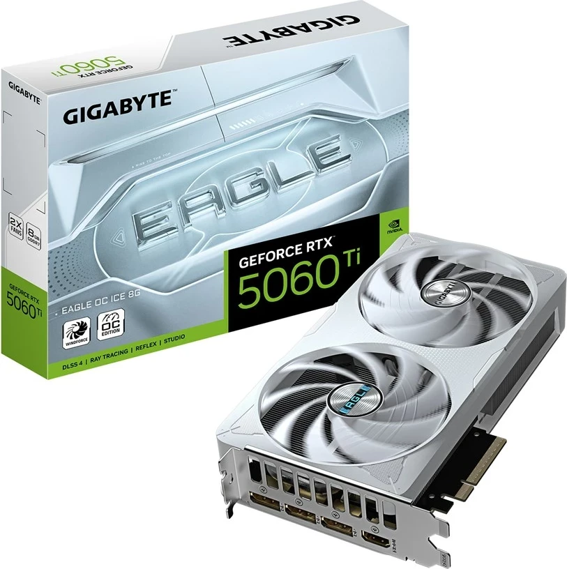 Kartelë grafike Gigabyte GeForce RTX 5060 Ti EAGLE OC ICE 8G, 8GB GDDR7, PCI-E 5.0, e bardhë