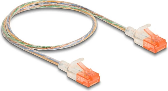 Kabllo rrjeti DeLOCK RJ45 Cat6A U/UTP Slim 0.5 m, 10 Gbps, transparente