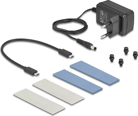 Enclosure ekstern SSD DeLOCK për 2x M.2 NVMe, USB-C, funksion Clone, 10 Gbit/s, Gri
