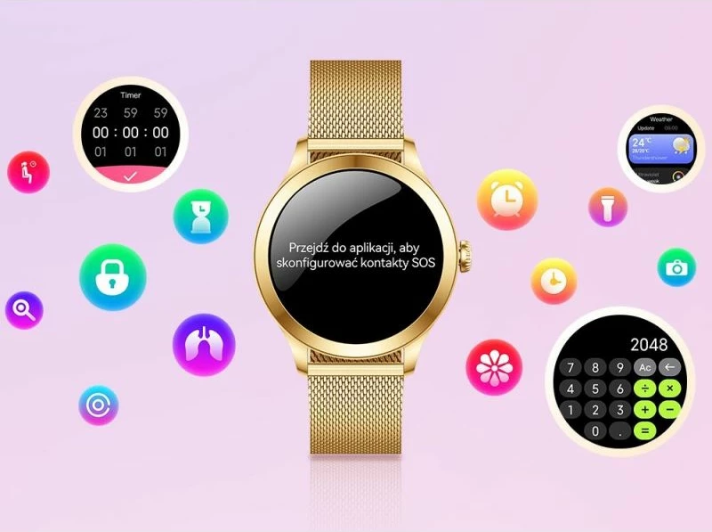 Smartwatch Gravity për femra, gold