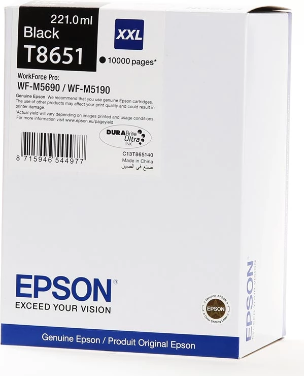 patron boje, Epson T8651 / C13T865140, 221 ml, deri 10000 faqe, e zezë