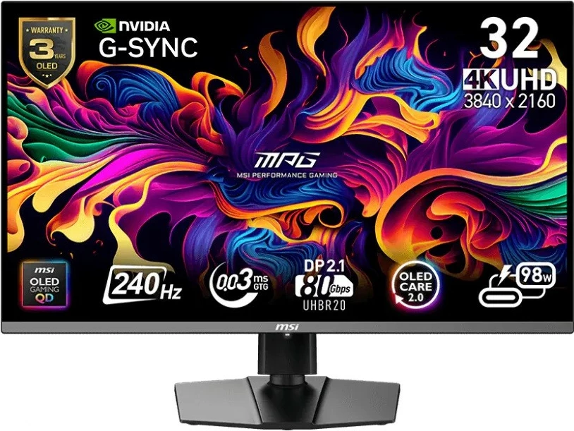 Monitor gaming MSI MPG 322URX QD-OLED 31.5\" 4K UHD 240Hz Flat, i zi