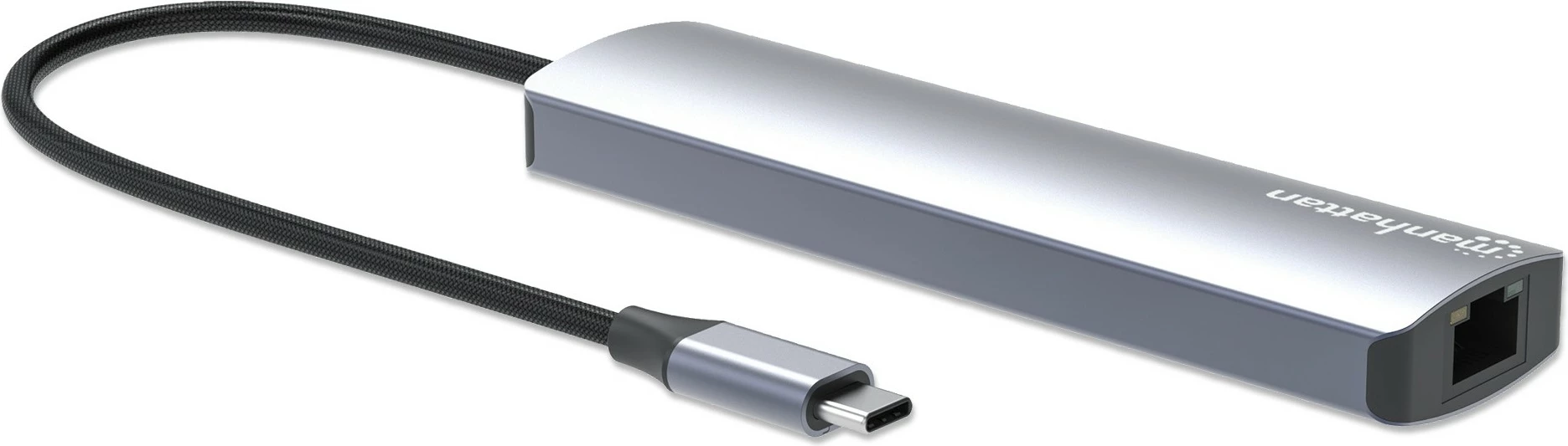 Docking station MANHATTAN 7-in-1, USB-C, 1x HDMI, 2x USB 10Gb/s, argjend