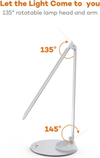 llampë tavoline LED TaoTronics TT-DL19 9W me USB, 5 nivele ndriçimi, argjendtë