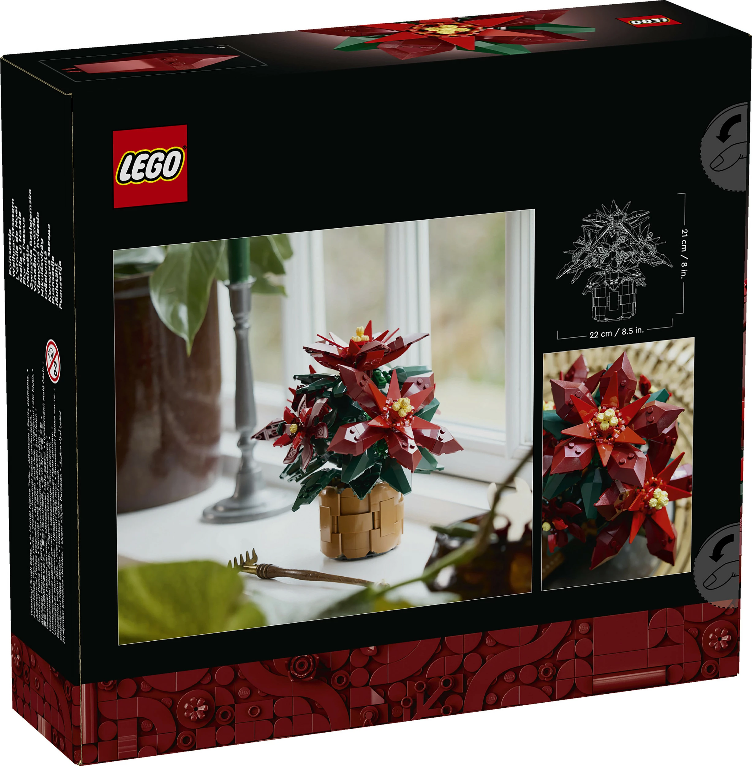 Set ndërtimi LEGO Icons 10370, 608 pjesë, Poinsettia, shumëngjyrësh