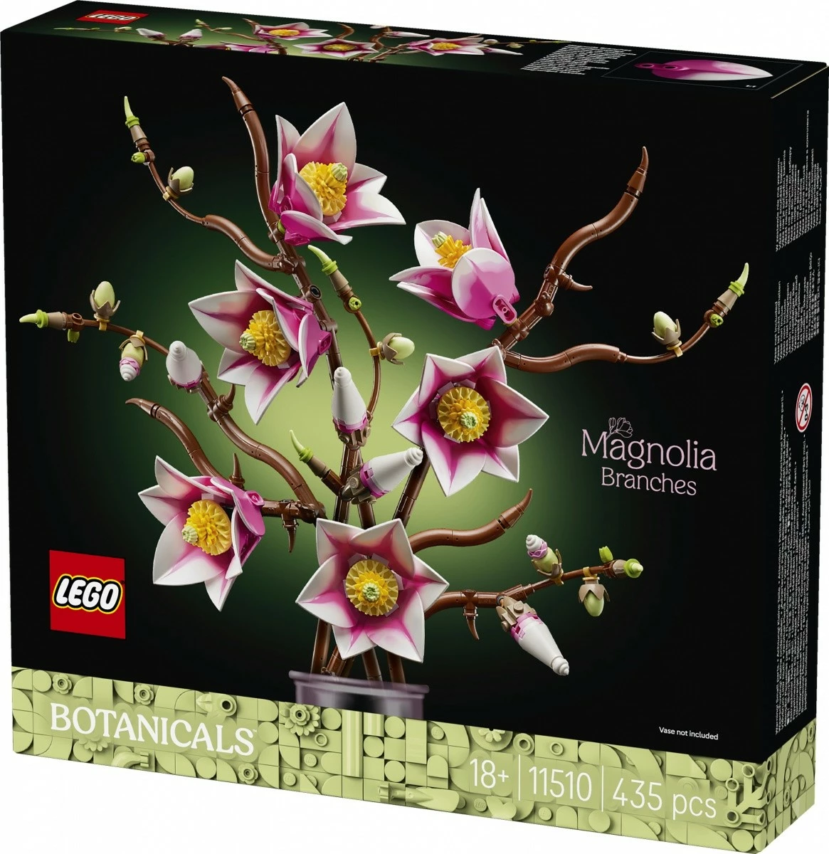 set ndërtimi lulesh LEGO Botanicals Magnolia Branches 11510, 435 copë, 18+, rozë/bardhë