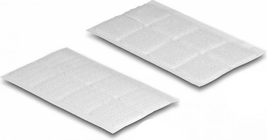 Pika Velcro ngjitëse DeLOCK, katror 20 mm, 64 copë, i bardhë