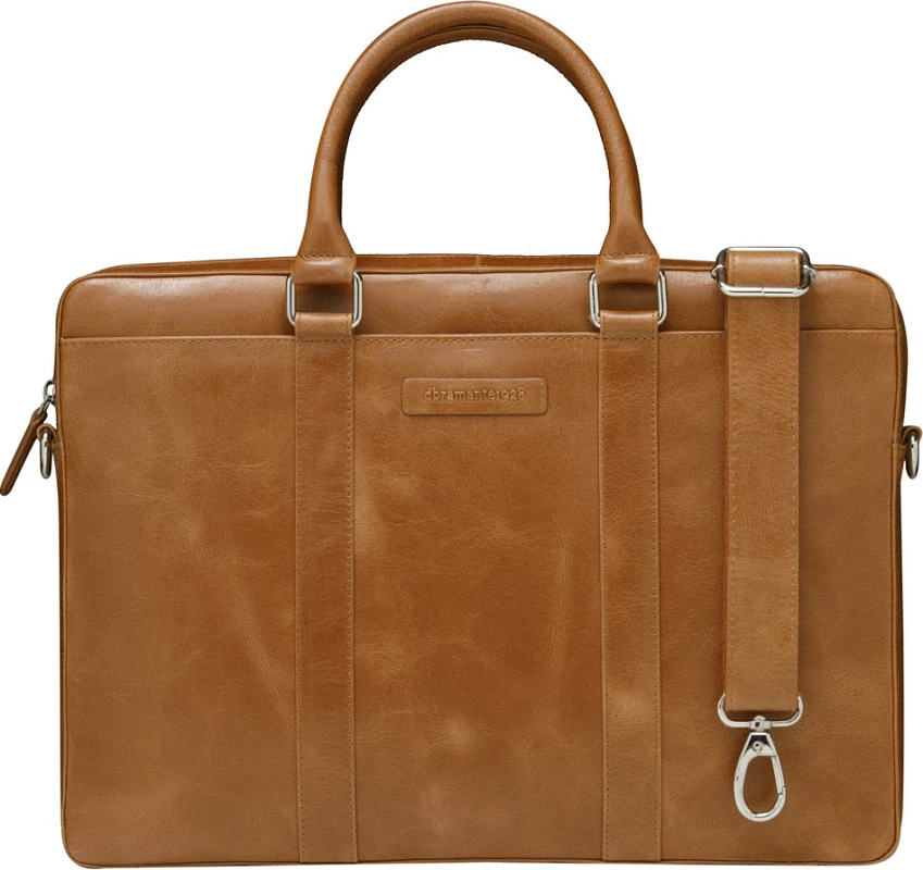 Çantë laptopi dbramante1928 Nordborg 15", lëkurë full-grain, rrip supe i heqshëm, Tan