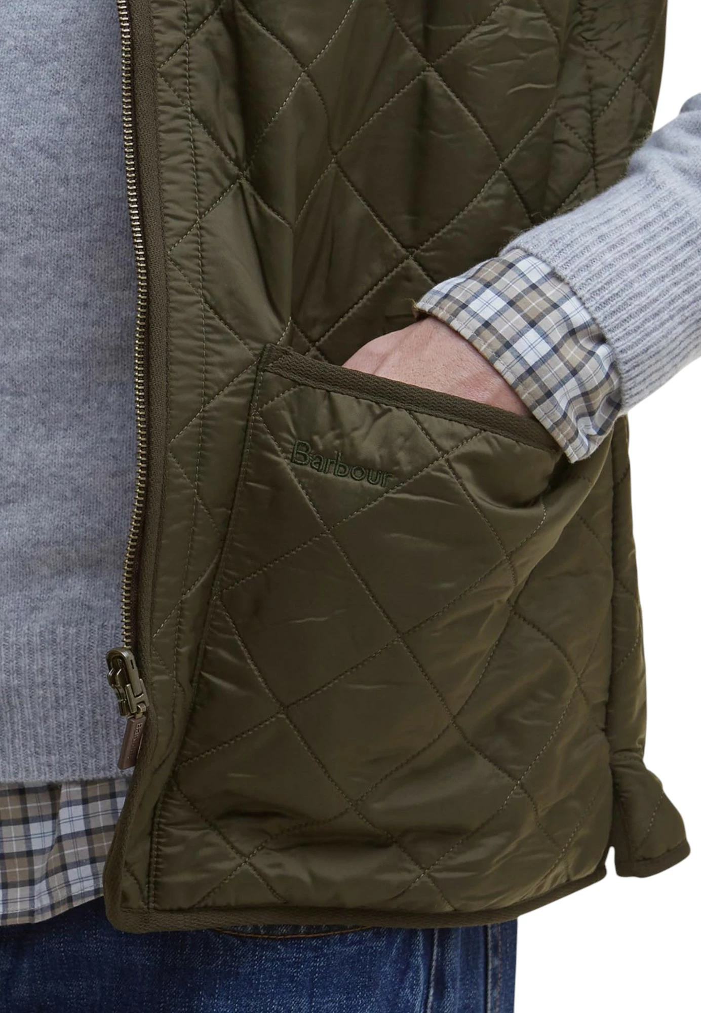 Jelek për meshkuj Barbour Polarquilt Waistcoat Zip Liner MLI0002, i gjelbër ulliri [Madhësia: L]