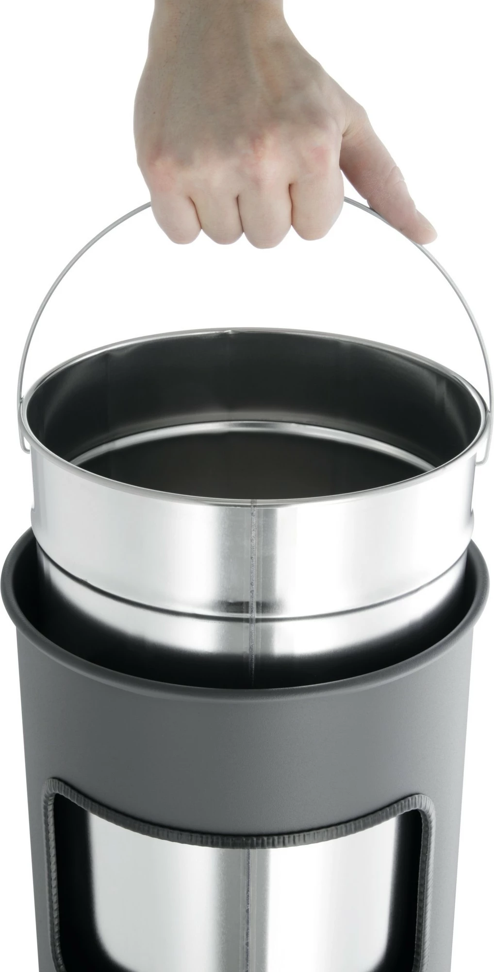 Kosh mbeturinash Durable 333023, 17L, metal, tabaka hiri, argjendtë