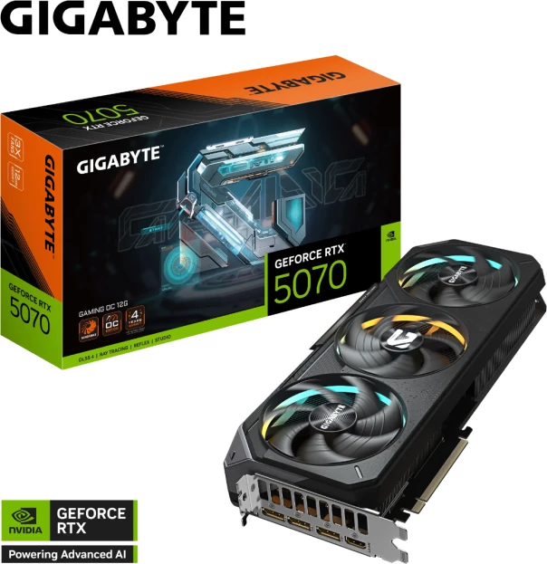kartelë grafike GIGABYTE AORUS GeForce RTX 5070 GAMING OC 12G, 12GB GDDR7, PCIe 5.0, e zezë