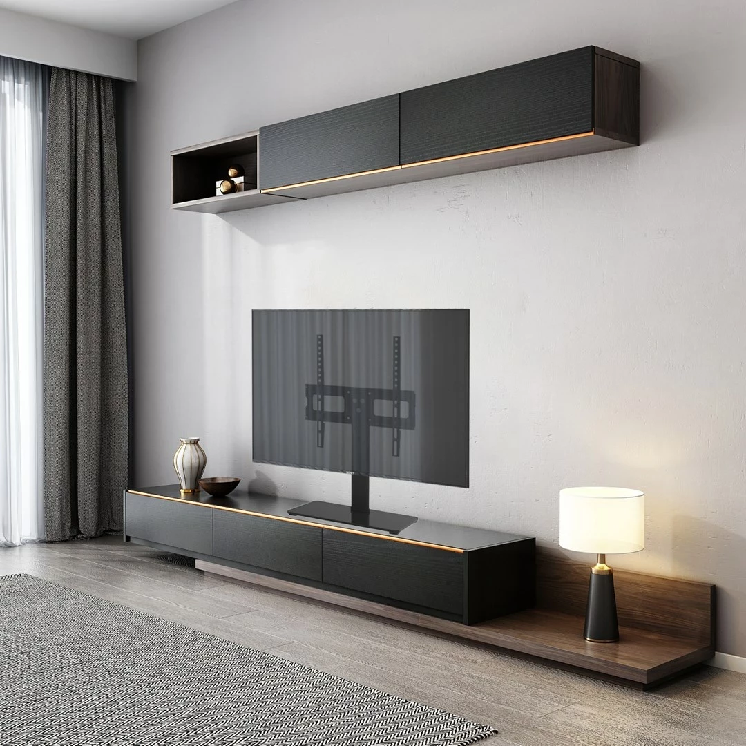 Mbajtës universal për TV Maclean MC-450, për tavolinë, deri 65 inç, xham i temperuar, i zi