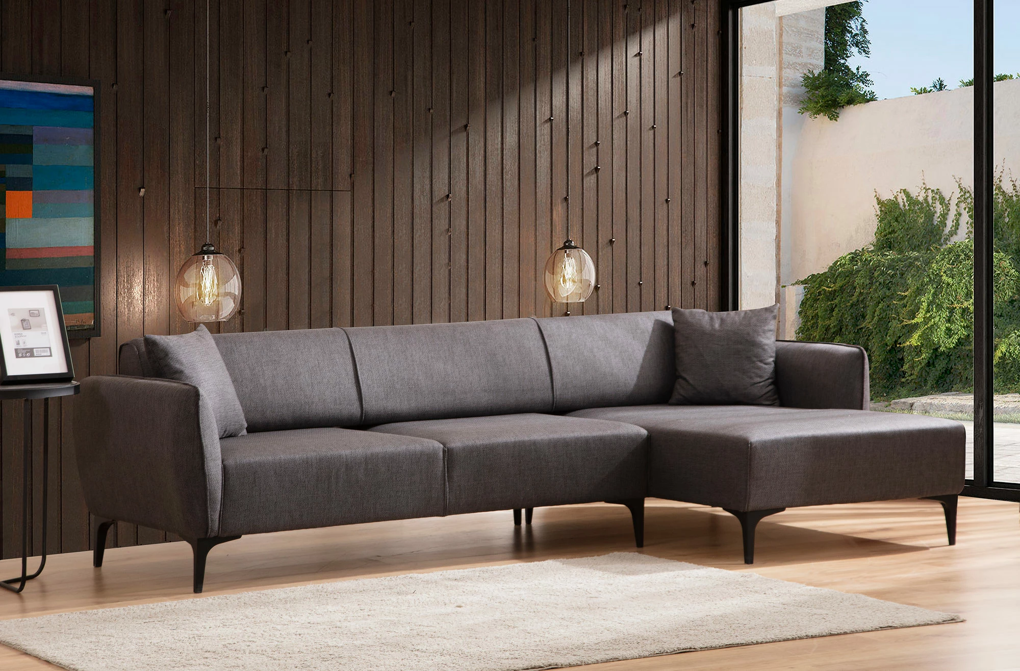 Kënd-sofë Atelier del Sofa, Belissimo, kënd i djathtë, ngjyrë gri e errët