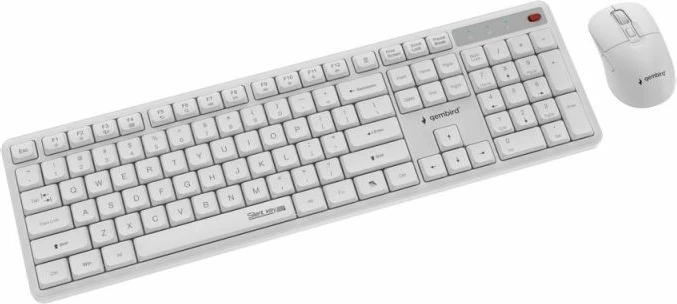 Tastierë dhe mi pa kabllo Gembird Silent Key Pro Business, të bardha, set