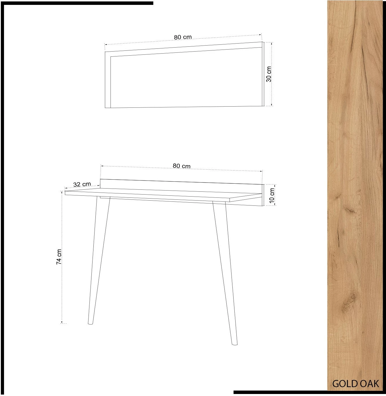 Komodë Hanah Home, Banevento, me pasqyrë, ngjyrë lisi, 80x84x32cm