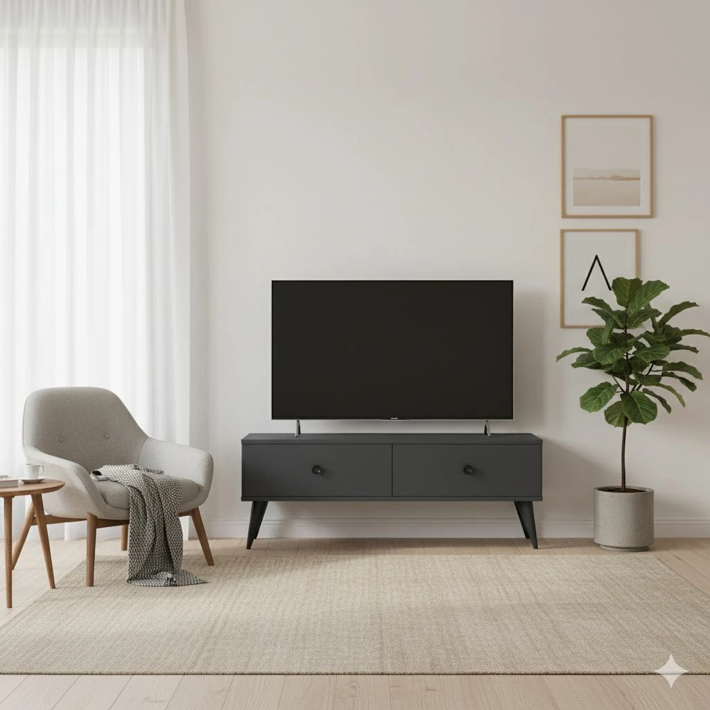 Komodë TV Mona 120, ngjyrë antracit, Skye Decor