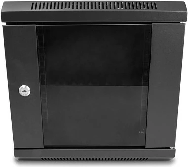 Kabinet rrjeti DeLOCK 10" 6U, derë xhami, me kyç, i zi