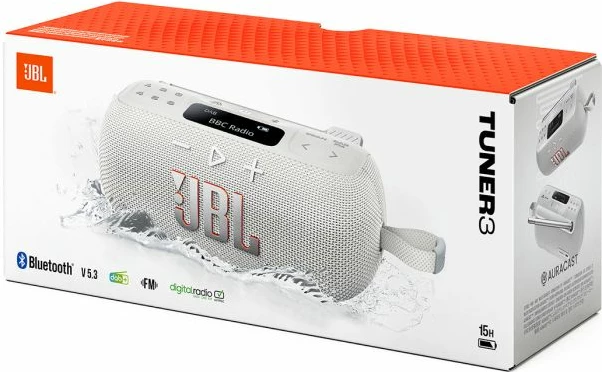 Radio portative JBL Tuner 3 DAB+/FM, Bluetooth 5.3, 7W, IP68, USB-C, e bardhë