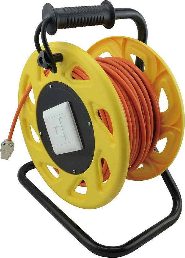 Kabllo rrjeti në rrotë ROLINE Cat6a 60m, RJ45 femër-femër, S/FTP, portokalli