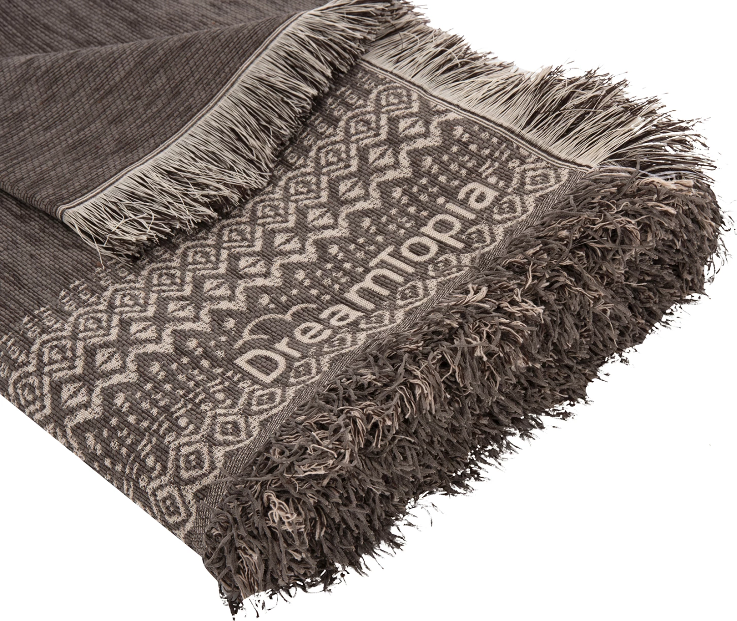 Mbulesë divani me franja DREAMTOPIA FH12164.04 ngjyrë kafe 178x178 cm