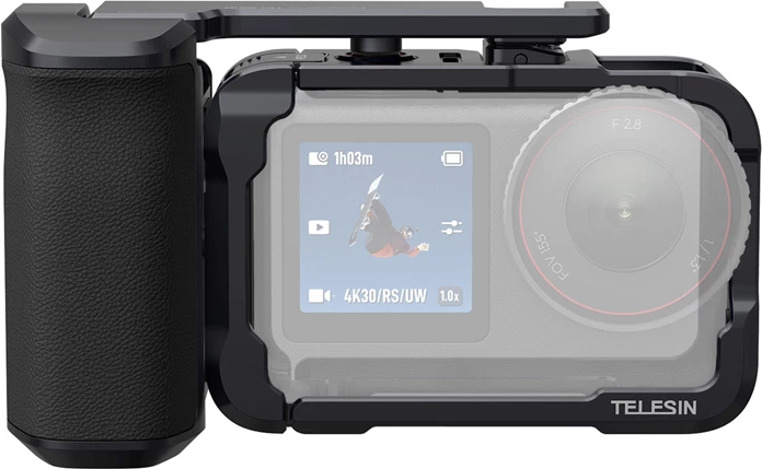Kasë mbrojtëse me dorezë Telesin S6-FMS-36-TDJ për DJI Osmo Action 6, alumin/silikon, e zezë, set 5 pjesë