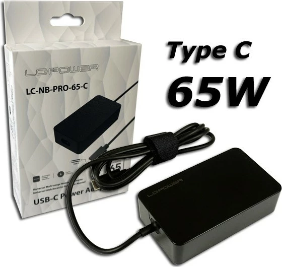 Adapter universal LC-Power LC-NB-PRO-65-C, 65W, USB-C, i zi
