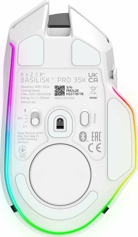 Maus Razer Basilisk V3 Pro 35K RZ01-05240200-R3G1, 30000 DPI, wireless/USB, RGB, 11 butona, i bardhë