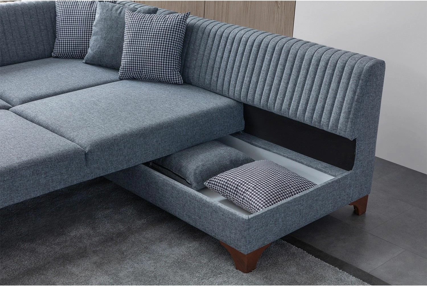Kënd-sofë krevati, gri, West Right, Atelier del Sofa