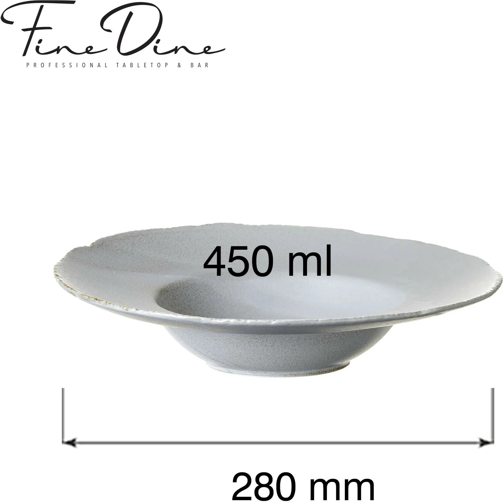 Pjatë paste Fine Dine Stark 280 mm, 450 ml, set 3 copë, gri