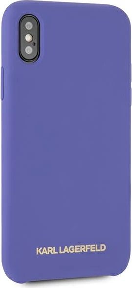 Mbështjellës Karl Lagerfeld për iPhone X/Xs, silikon, vjollcë