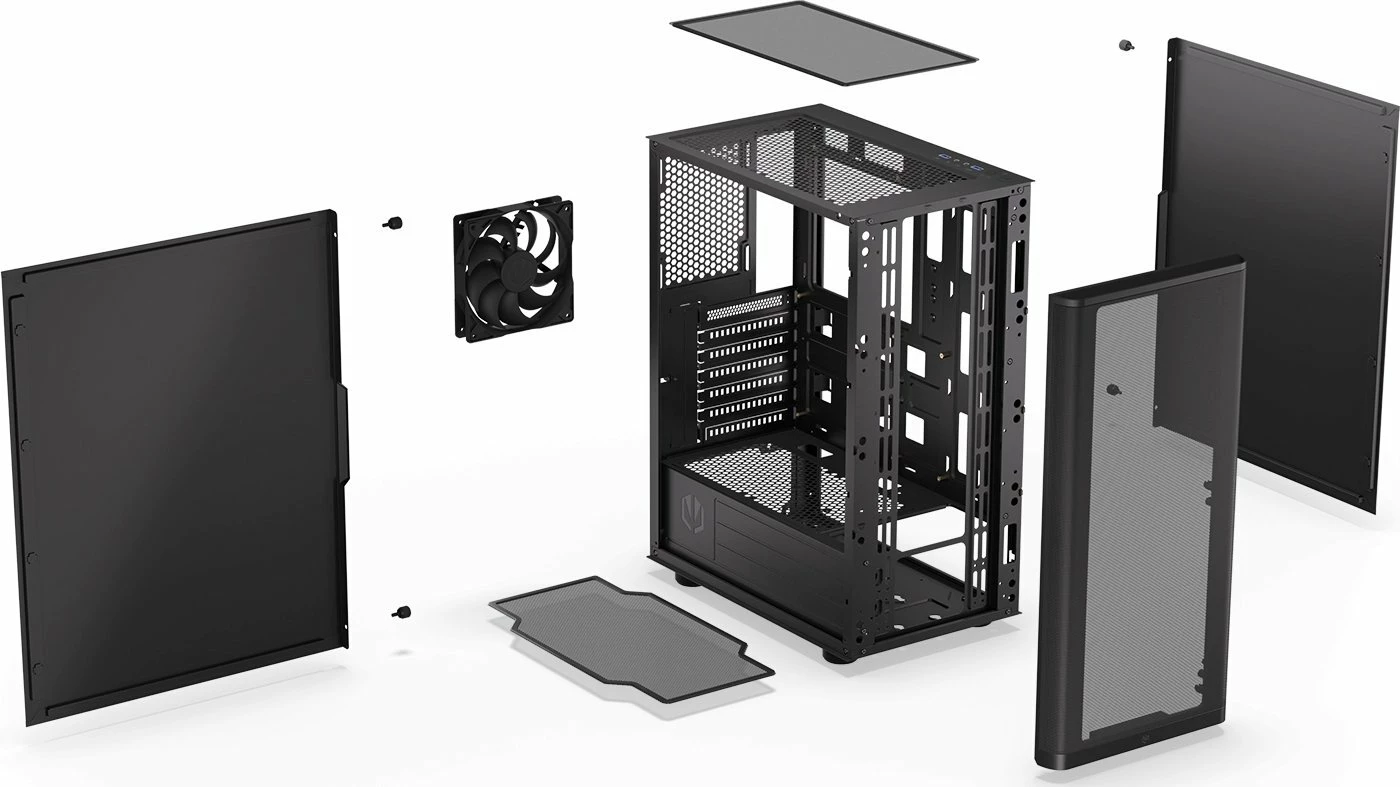 Kasë Endorfy Ventum 200 Solid EY2A001 Midi Tower ATX pa PSU pa dritare USB 3.0 x2 e zezë