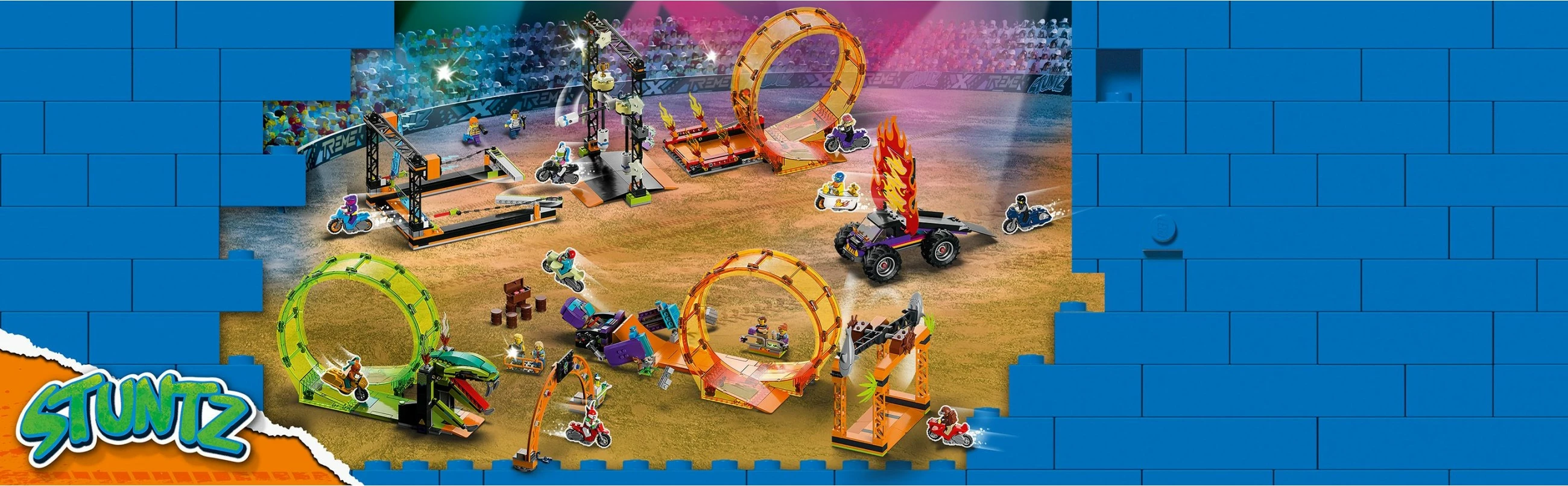 Set ndërtimi LEGO City The Knockdown Stunt Challenge, 117 pjesë, plastikë, shumëngjyrësh