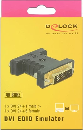 Adapter DVI DeLOCK 63313, DVI 24+1 mashkull në DVI 24+5 femër, 4K, i zi