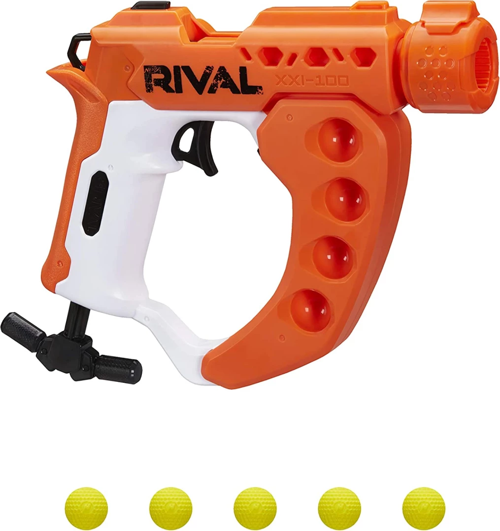 Blaster lodër Nerf Rival Curve Shot Flex XXI-100, 90 FPS, 5 toptha, portokalli/bardhë