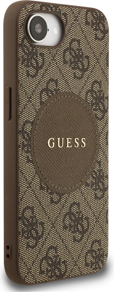 Mbështjellës Guess 4G Circle Classic Logo MagSafe për iPhone 16e, Kafe