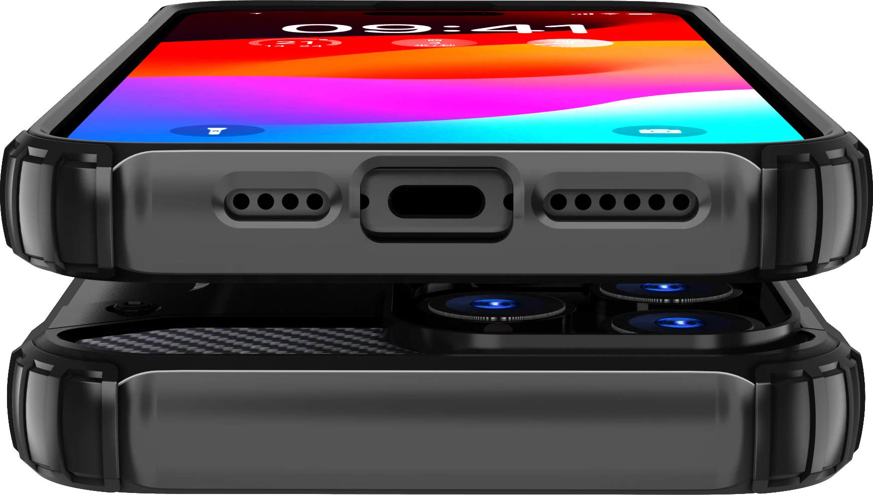 Mbështjellës Hurtel Hybrid Armor për iPhone 15 Pro Max, i zi
