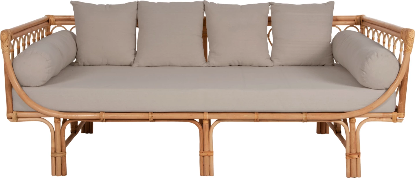 Divan ALIKI FH9658 prej ratanit, jastëkët bezhë, 200x100x86H cm 3