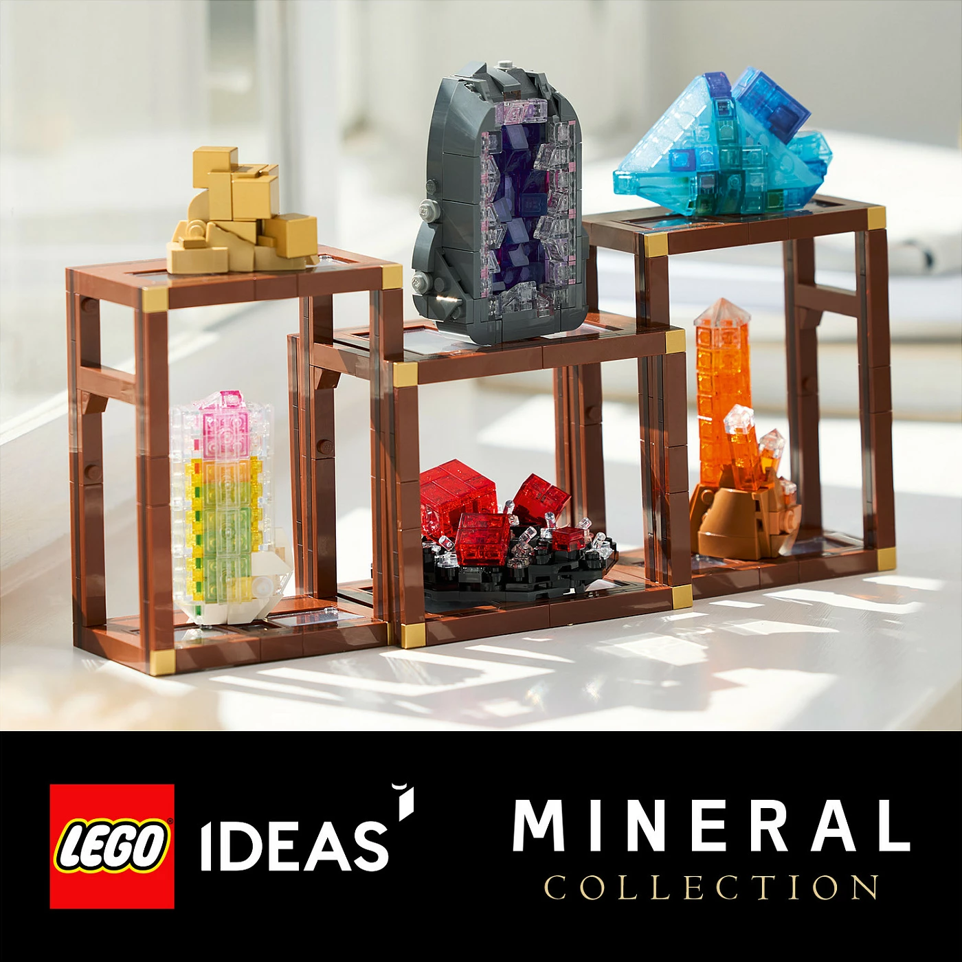 Set LEGO Ideas Mineral Collection 21362, 880 copë, 18+, shumëngjyrësh