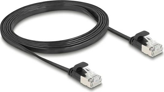 Kabllo rrjeti DeLOCK 81164 Cat6a, 1.5 m, RJ45-RJ45, e sheshtë, 10 Gbps, e zezë