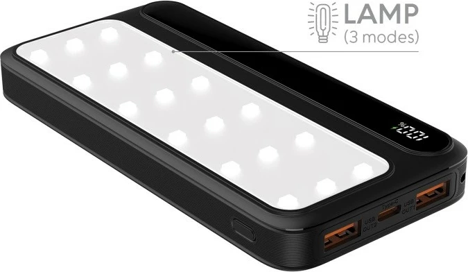 Powerbank Rebeltec P10 LCDPD 10,000mAh me llampë LED, 22.5W, e zezë