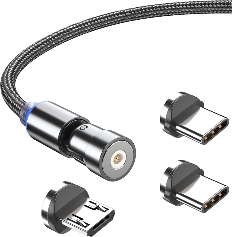 Kabllo Karikimi Magnetike 3-në-1 me Rrotullim 360° (Nylon Braided)