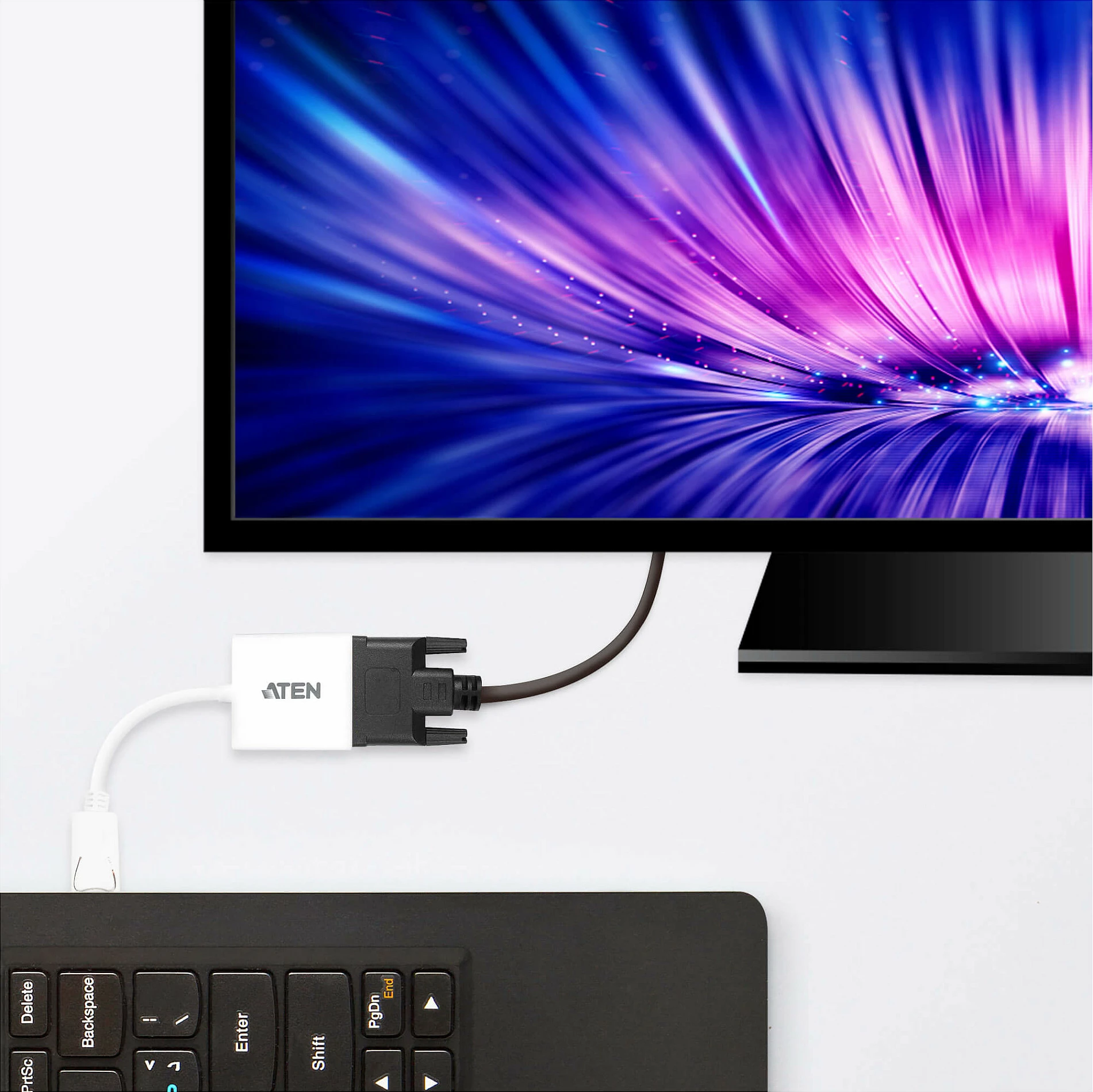 Adapter DisplayPort në DVI ATEN VC965, deri 4K/1080p, i bardhë