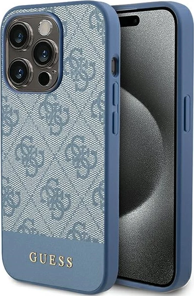 Mbështjellës Guess 4G Stripe për iPhone 15 Pro Max, Blu